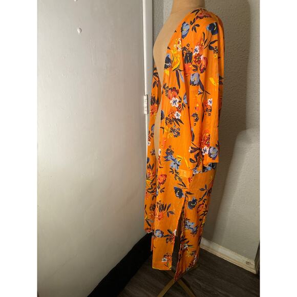 Jessica Simpson Sunkissed Florals Blakely Orange Duster Kimono S Resortwear Boho - Picture 4 of 10